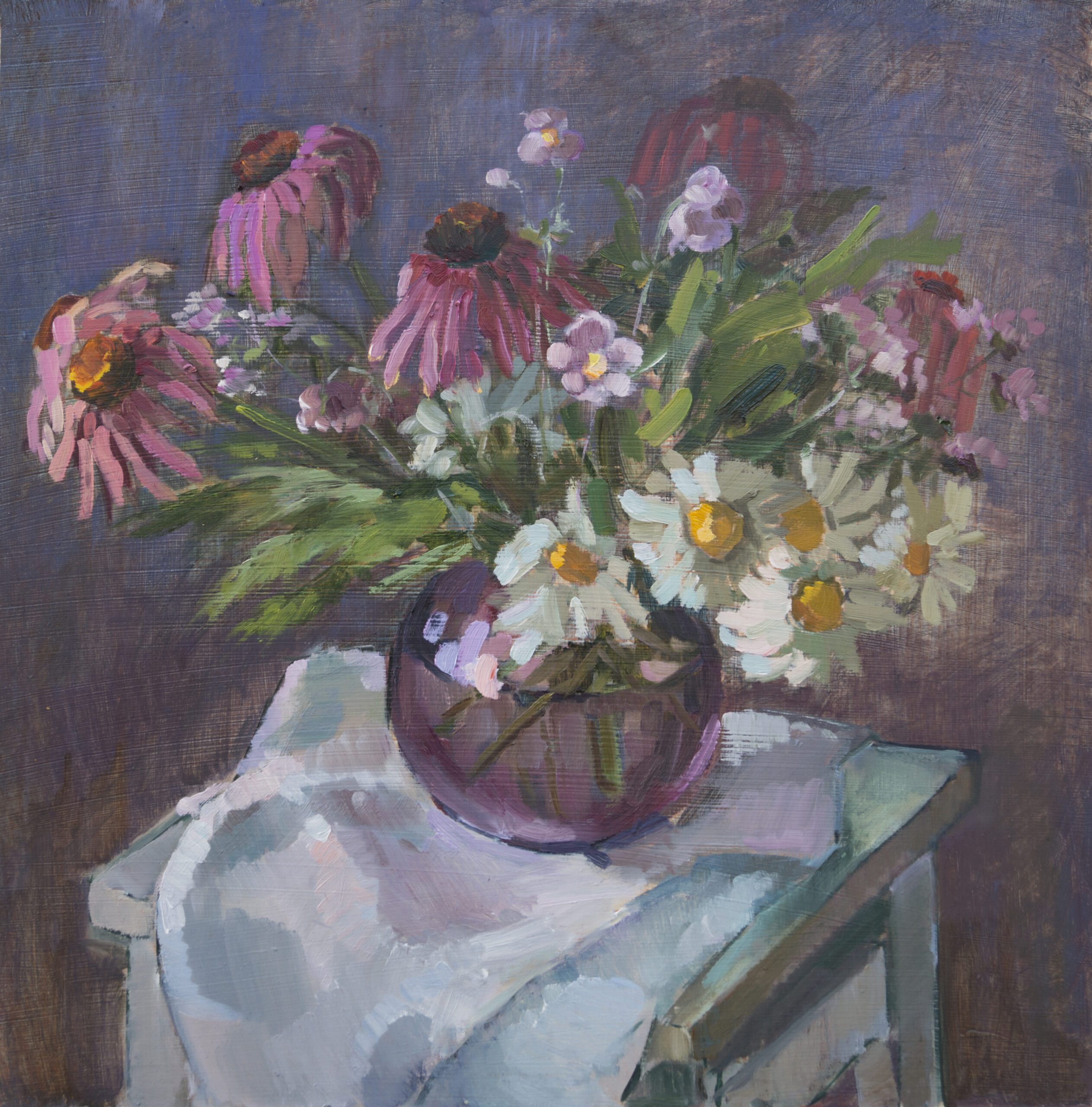 2016 Vasaras ziedi, oil, cardboard, 55x54 cm, Zoja Golubeva