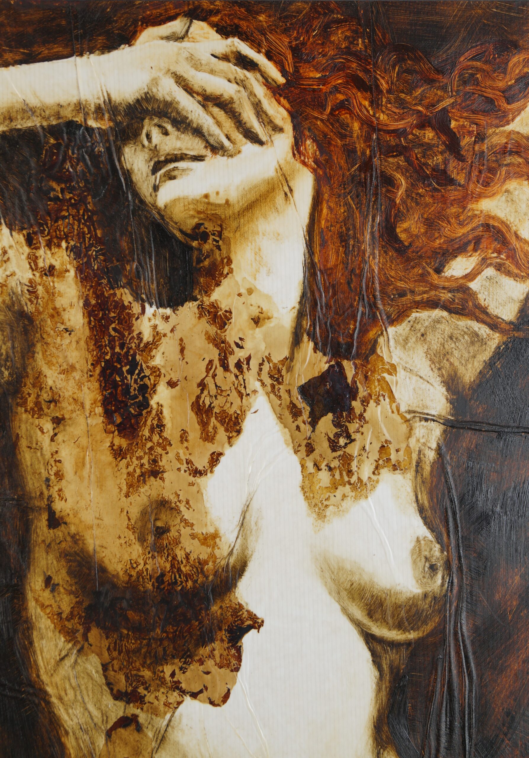 Eve 2025 fungi oil paper wood 103x71cm / Micopainting / Zoja Golubeva