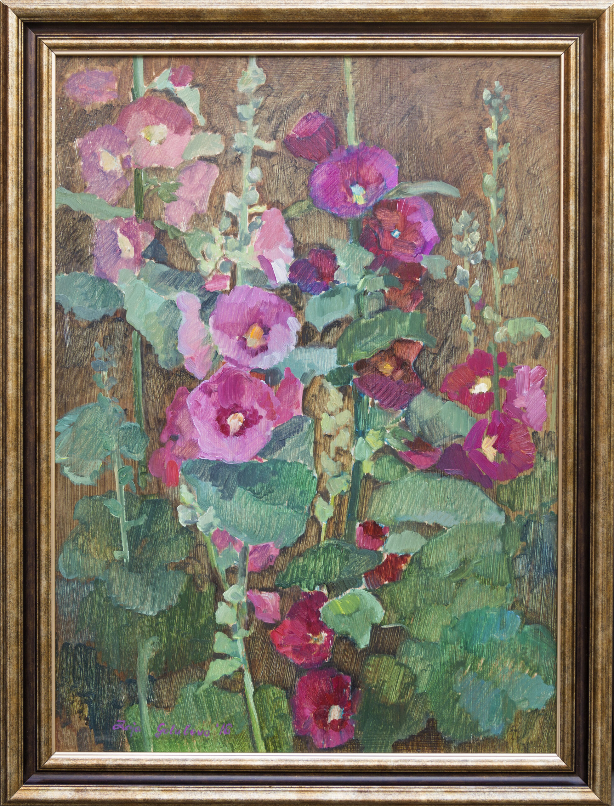 Malva 2016 oil, cardboard, 66×48 cm, Zoja Golubeva FRAMED