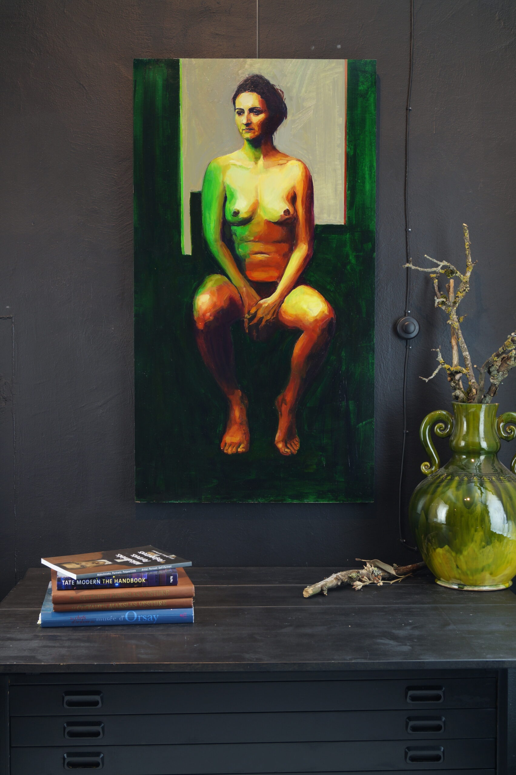 ZZ Nude Model Red Green 2017 oil wood 115х62см