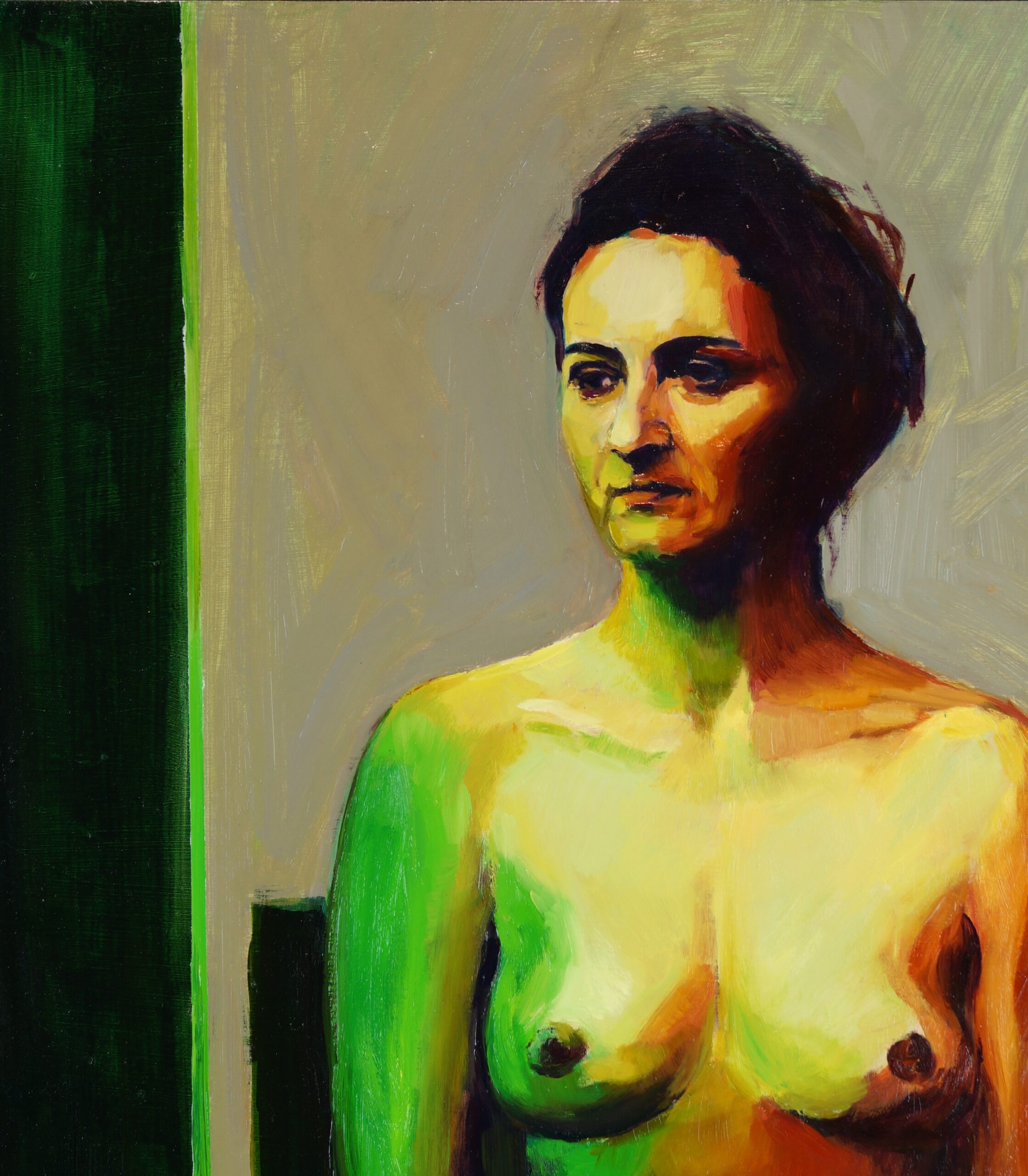 Nude Model Red Green 2017 oil wood 115х62см