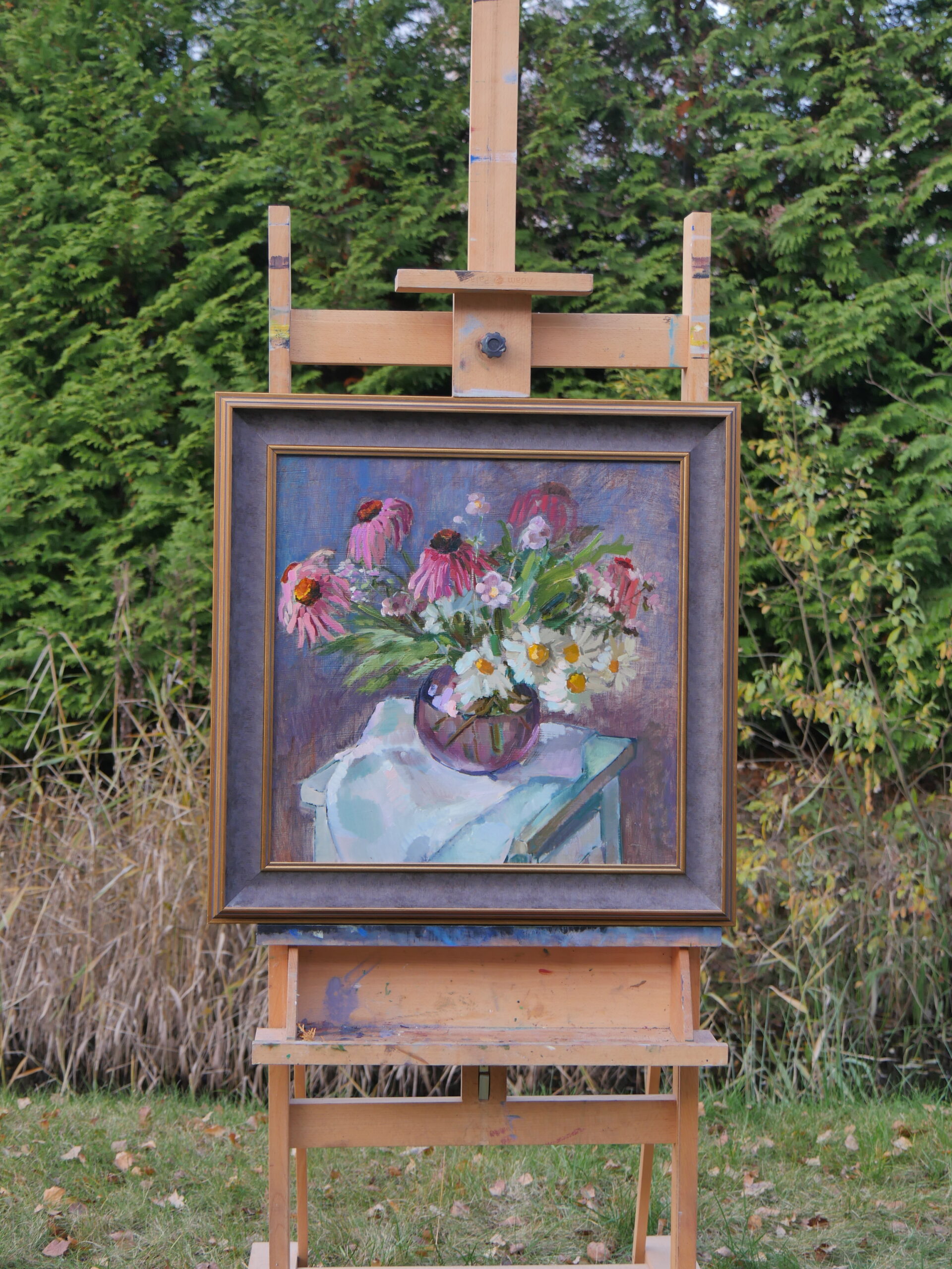 ZZ Summer flowers 2016 oil, cardboard, 55x54 cm, Zoja Golubeva FRAMED (11)