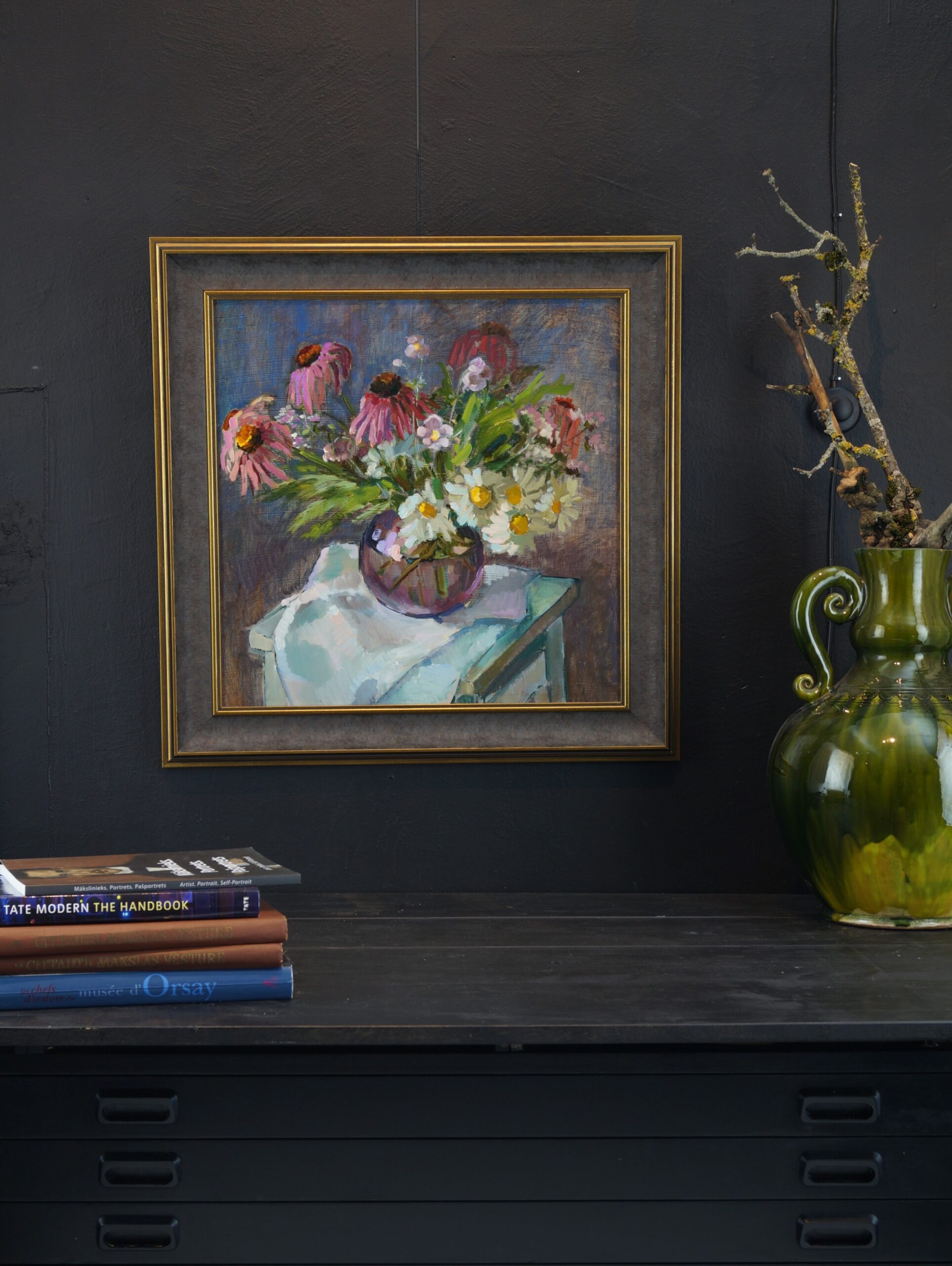 ZZ Summer flowers 2016 oil, cardboard, 55x54 cm, Zoja Golubeva FRAMED (16)