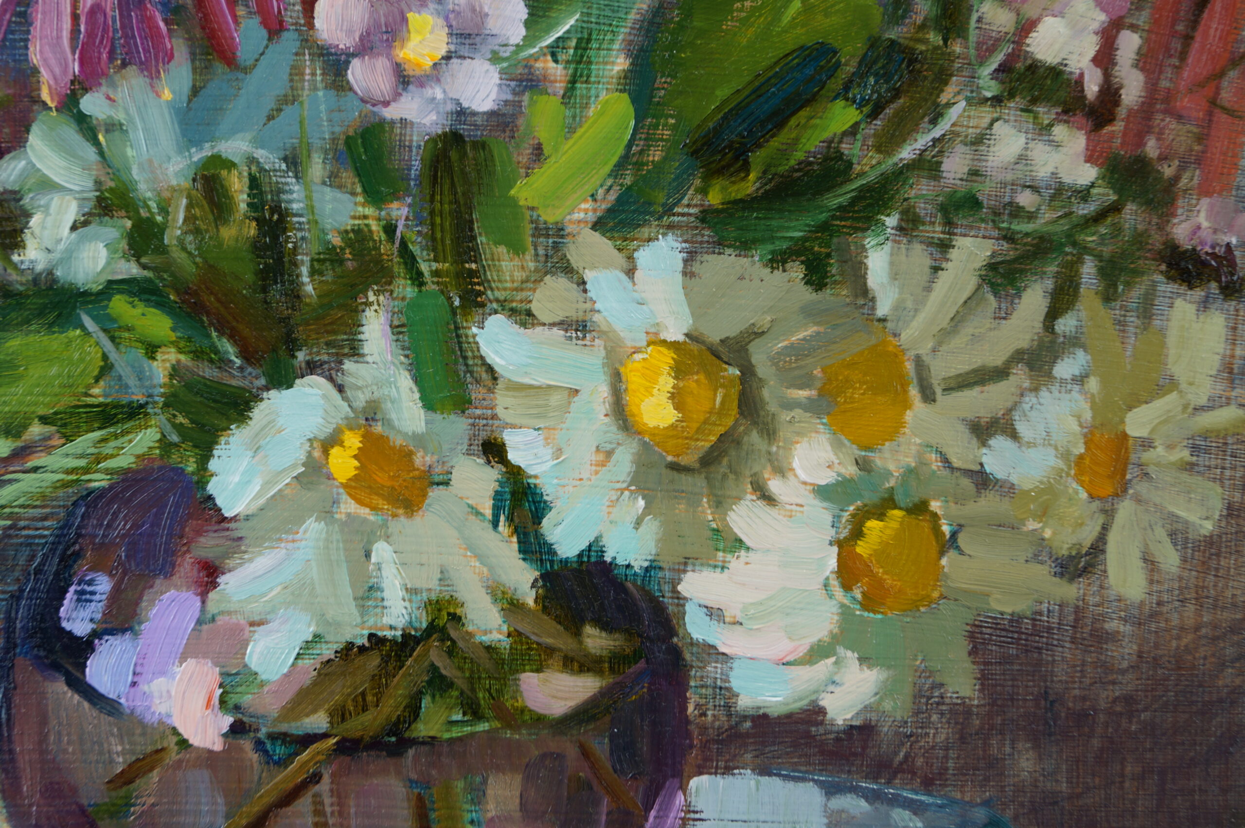 ZZ Summer flowers 2016 oil, cardboard, 55x54 cm, Zoja Golubeva FRAMED (30)